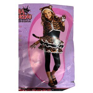 New - Tigress Hoodie Costume for Girls Medium - incl dress, hoodie, tail, paws